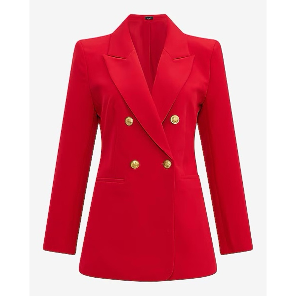 Express S Signature Stretch Double Breasted Long Slim Blazer